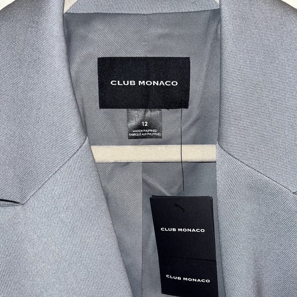 Club Monaco Belted Blazer Size 12 in Weathered Blue Grey Preowned with Tags - Picture 4 of 11